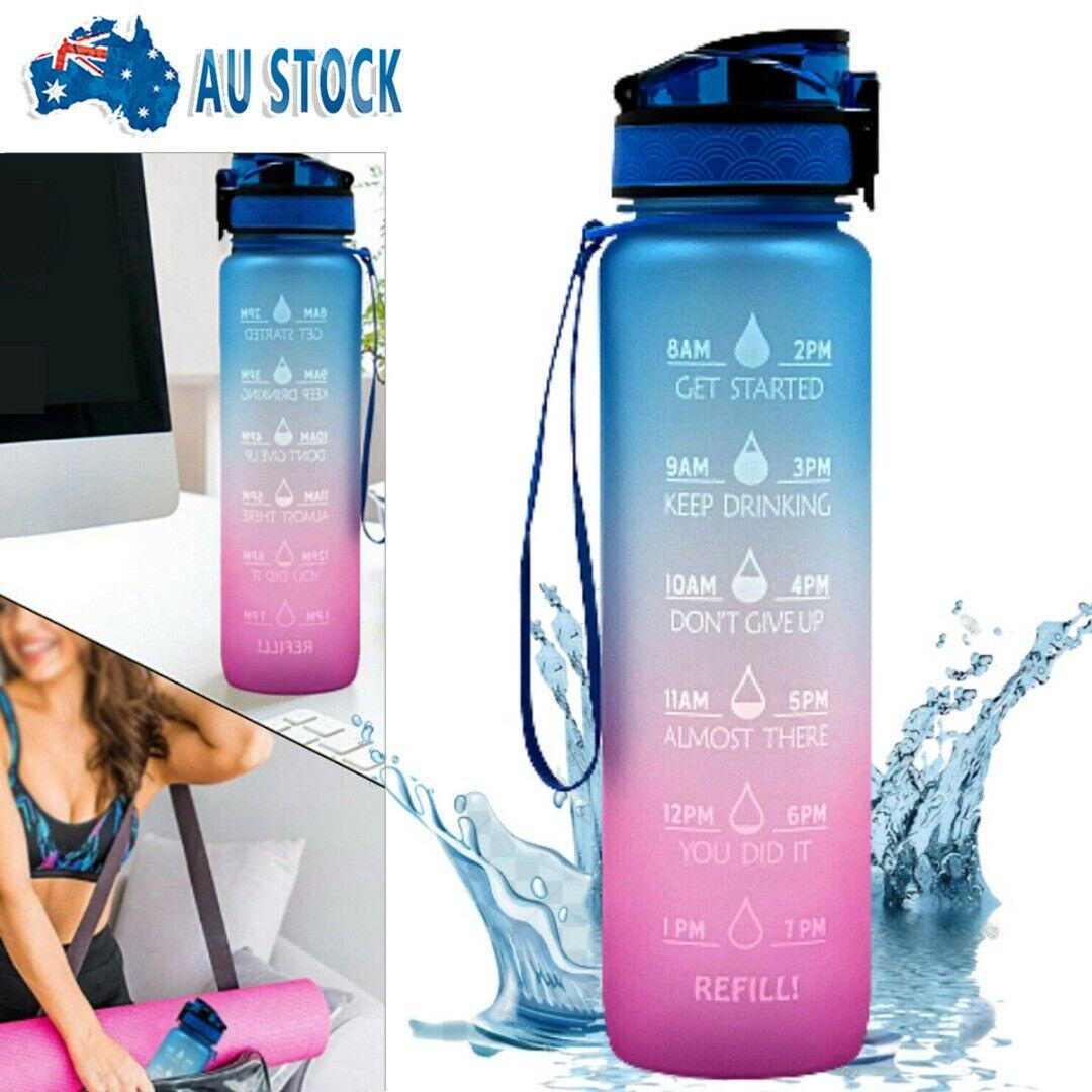 1000ml Water Bottle With Time Marker Wide Mouth For Sport Outdoor Water Bottles