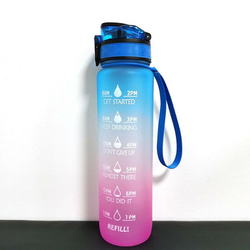 1000ml Water Bottle With Time Marker Wide Mouth For Sport Outdoor Water Bottles