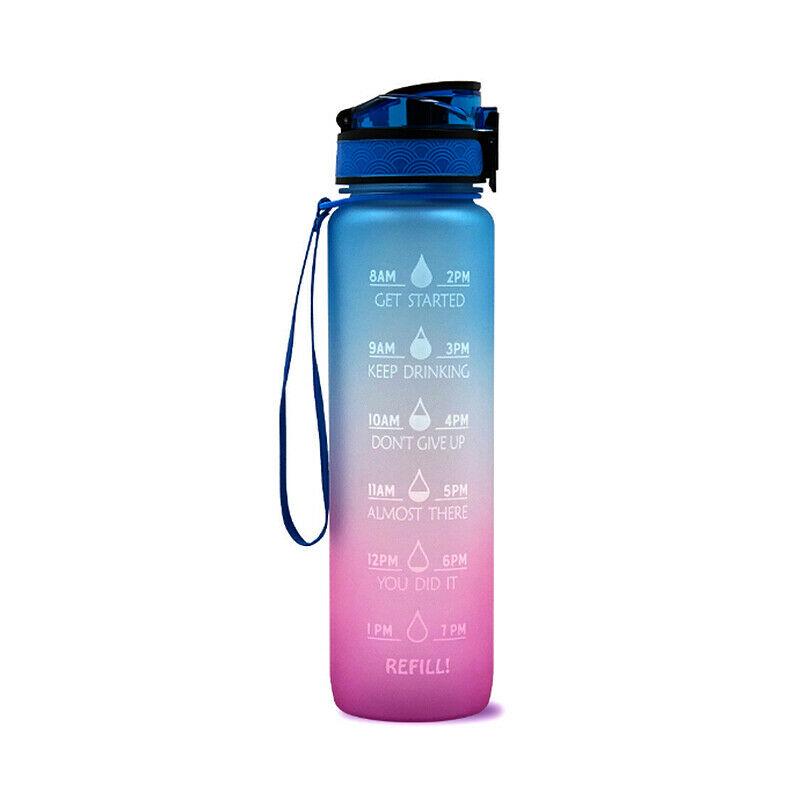 1000ml Water Bottle With Time Marker Wide Mouth For Sport Outdoor Water Bottles