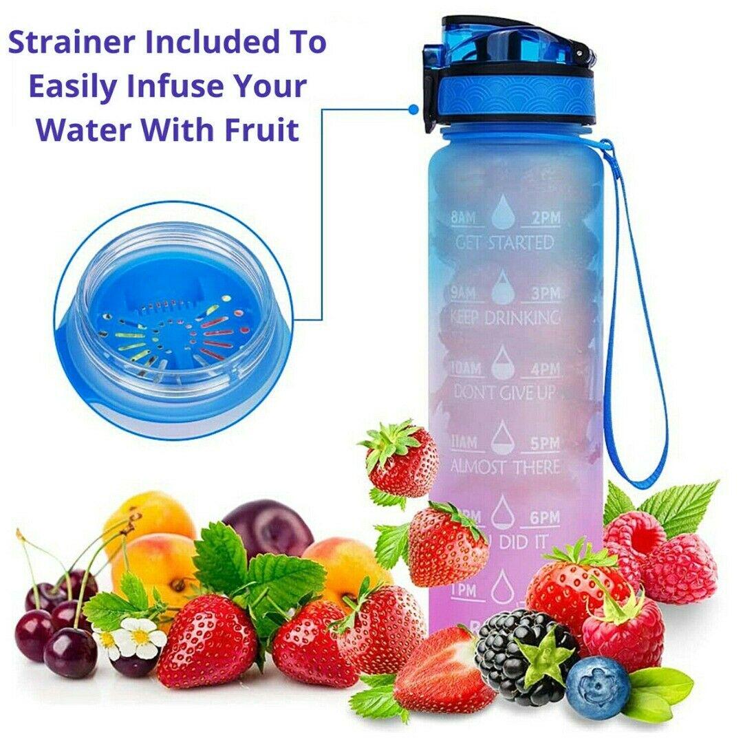 1000ml Water Bottle With Time Marker Wide Mouth For Sport Outdoor Water Bottles