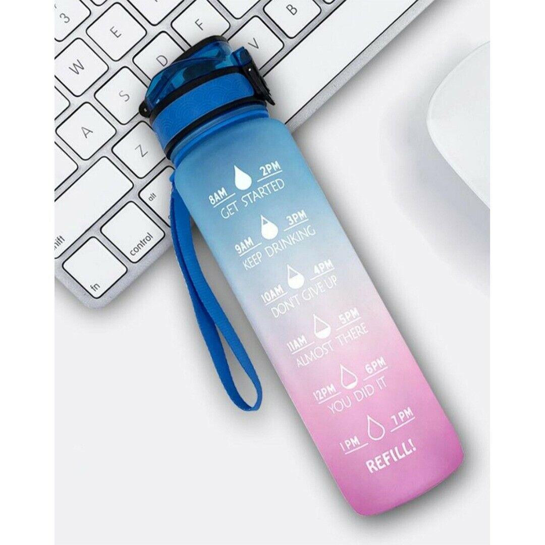 1000ml Water Bottle With Time Marker Wide Mouth For Sport Outdoor Water Bottles