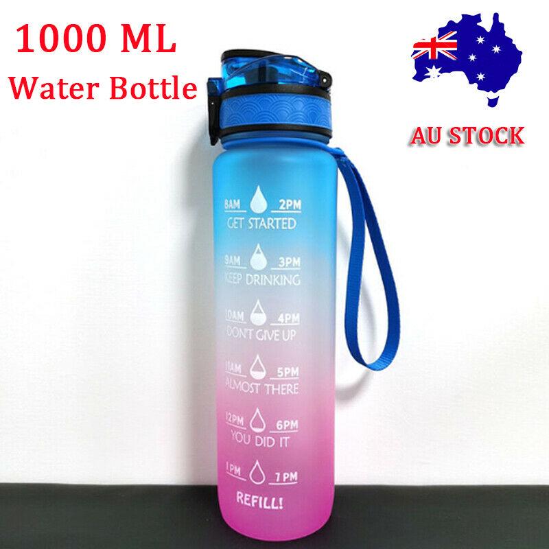 1000ml Water Bottle With Time Marker Wide Mouth For Sport Outdoor Water Bottles