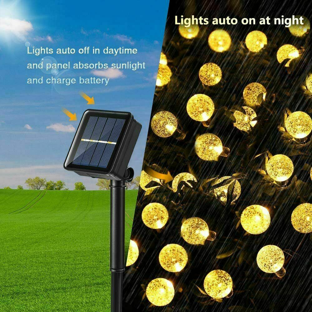 100/200LED Solar Globe String Lights Fairy Outdoor Festoon Party Garden Decor