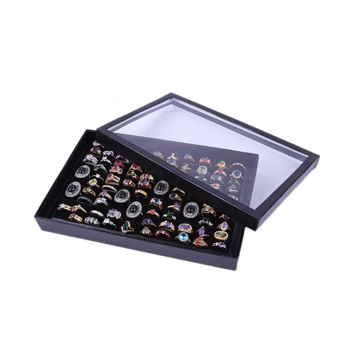 100-slot Jewelry Ring Earring Storage Box Display Organizer Case Tray Holder