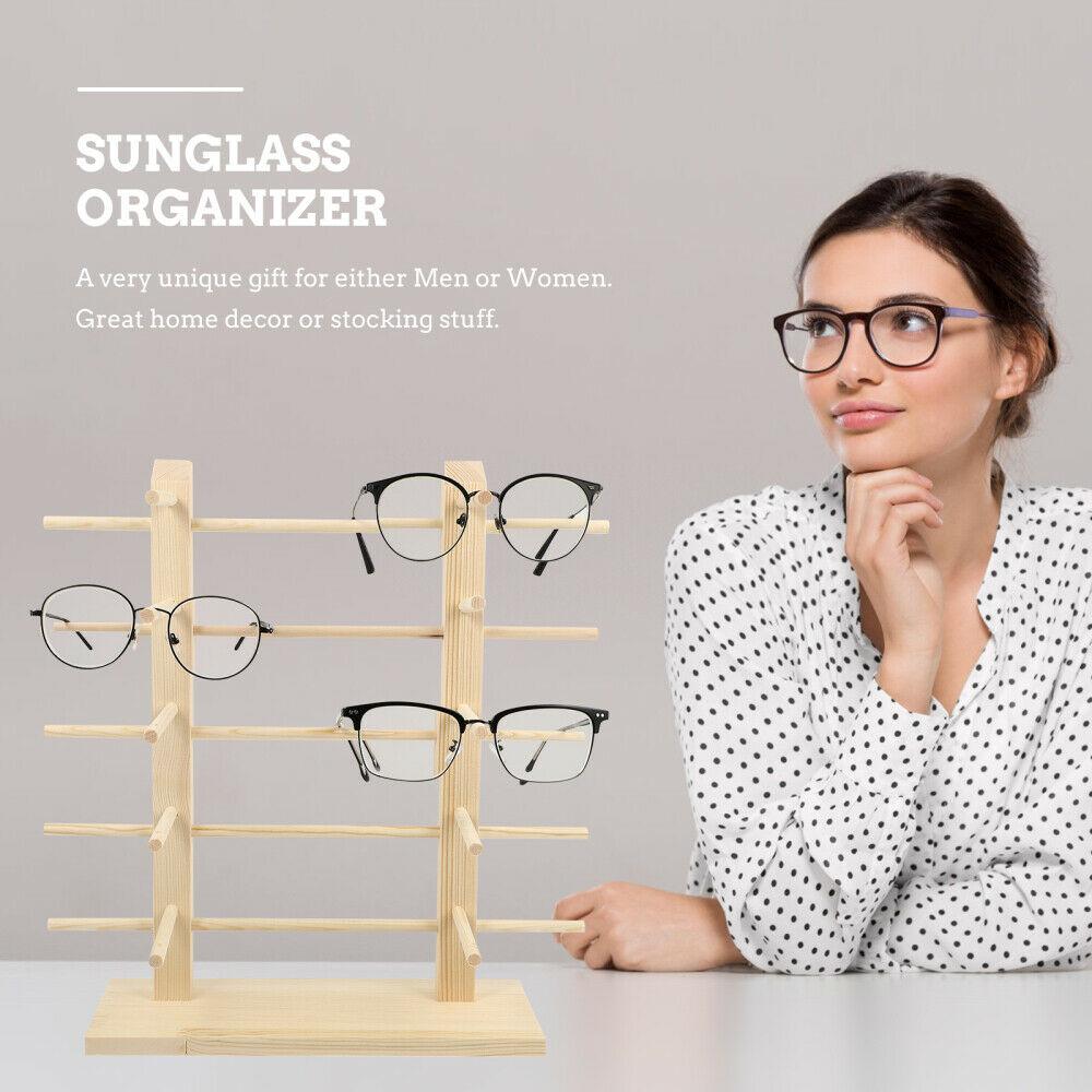 10 Pair Sunglasses Wood Glasses Display Rack Shelf Eyeglasses Show Stand Holder