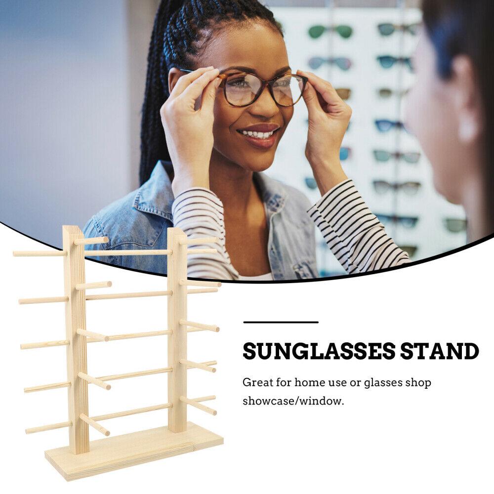 10 Pair Sunglasses Wood Glasses Display Rack Shelf Eyeglasses Show Stand Holder