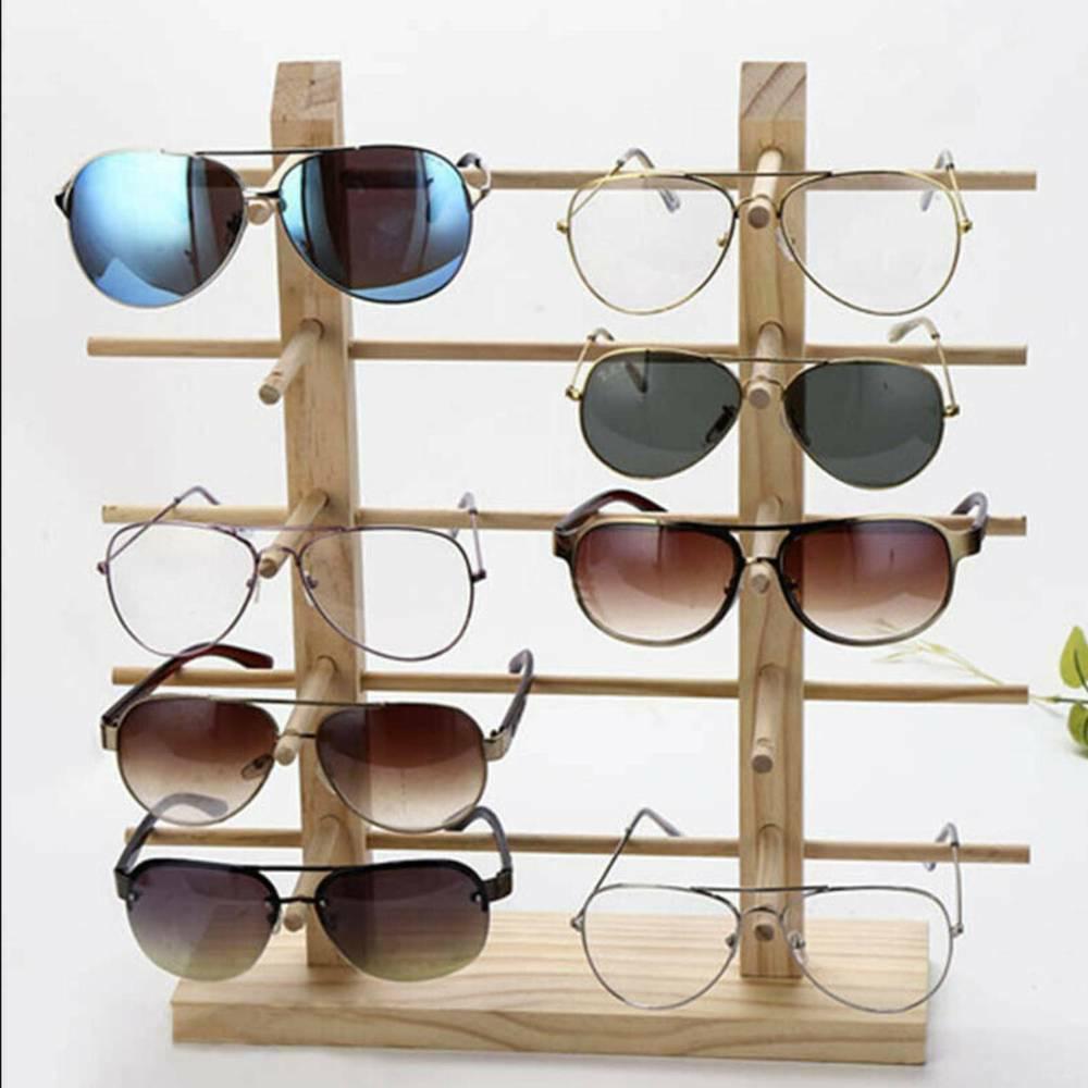 10 Pair Sunglasses Wood Glasses Display Rack Shelf Eyeglasses Show Stand Holder