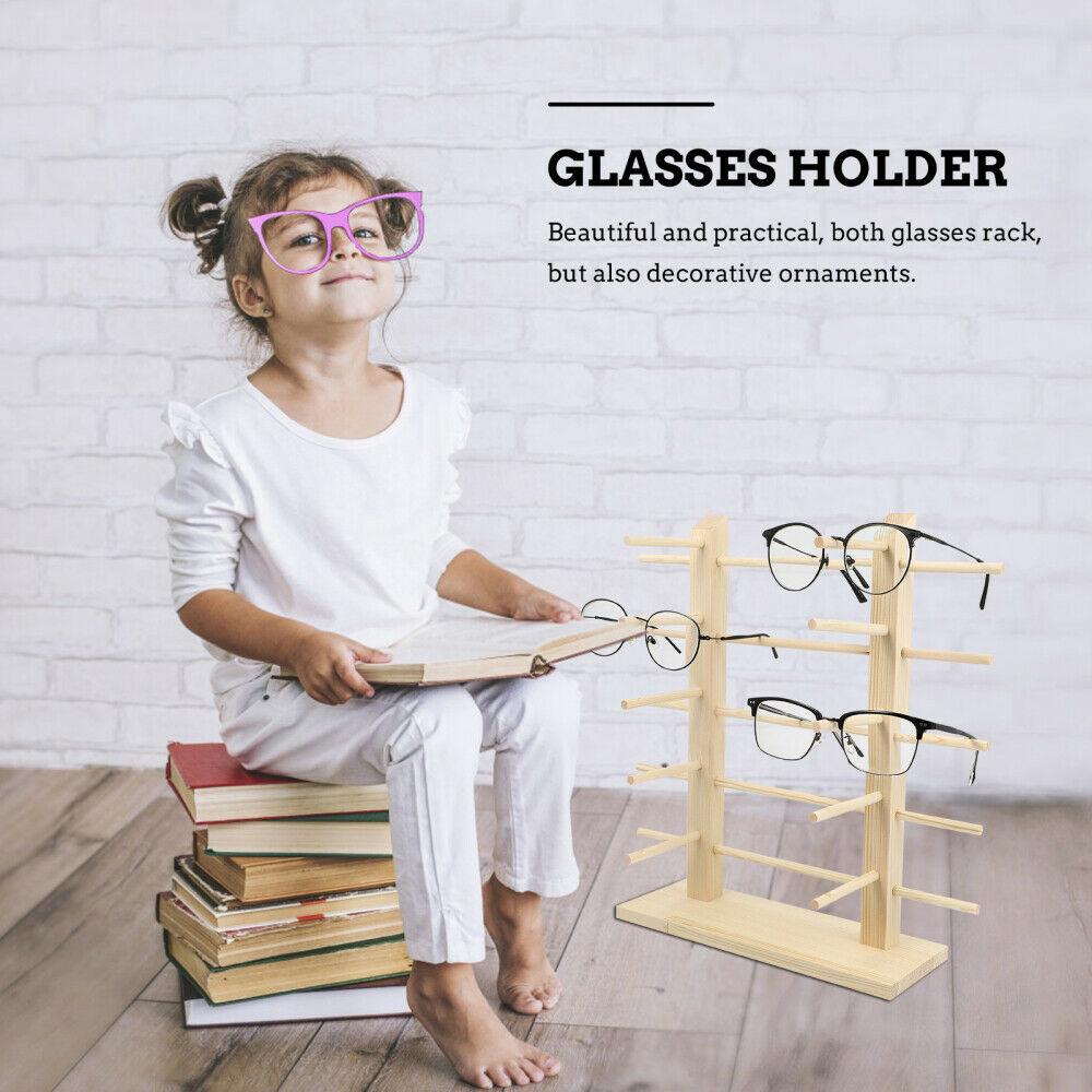 10 Pair Sunglasses Wood Glasses Display Rack Shelf Eyeglasses Show Stand Holder