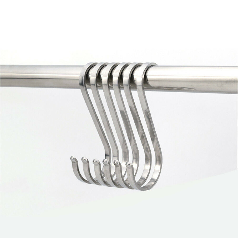 10 X Stainless Steel Hanging Rack Garden Clothes Pan Hanger S Hooks Heavy Duty