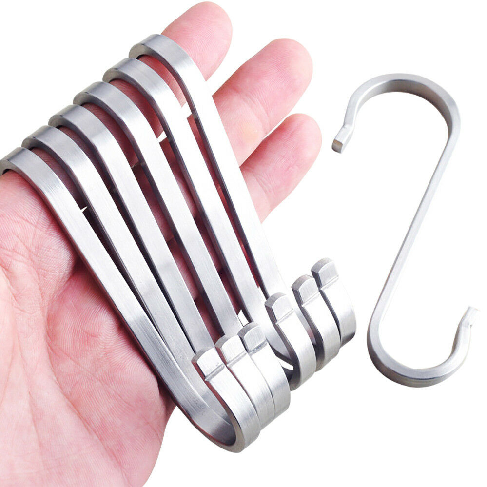 10 X Stainless Steel Hanging Rack Garden Clothes Pan Hanger S Hooks Heavy Duty