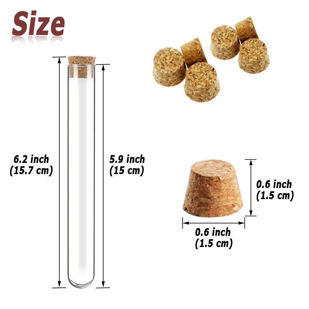 10-50x 20ml Glass Test Tubes With Cork Stopper Candy Party Wedding Storage