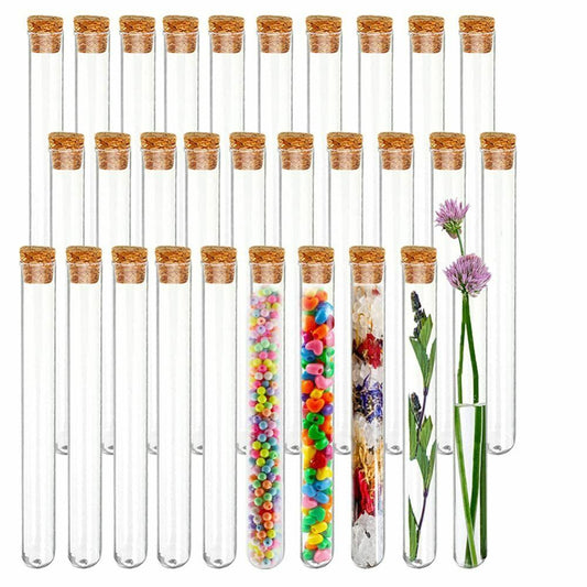 10-50x 20ml Glass Test Tubes With Cork Stopper Candy Party Wedding Storage