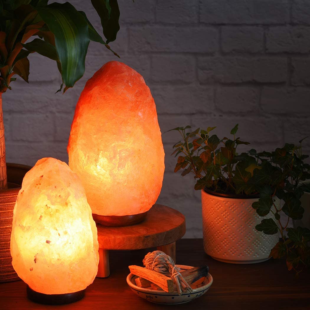 1-2 Kg Himalayan Salt Lamp Rock Crystal Natural Light Dimmer Switch Cord Globes