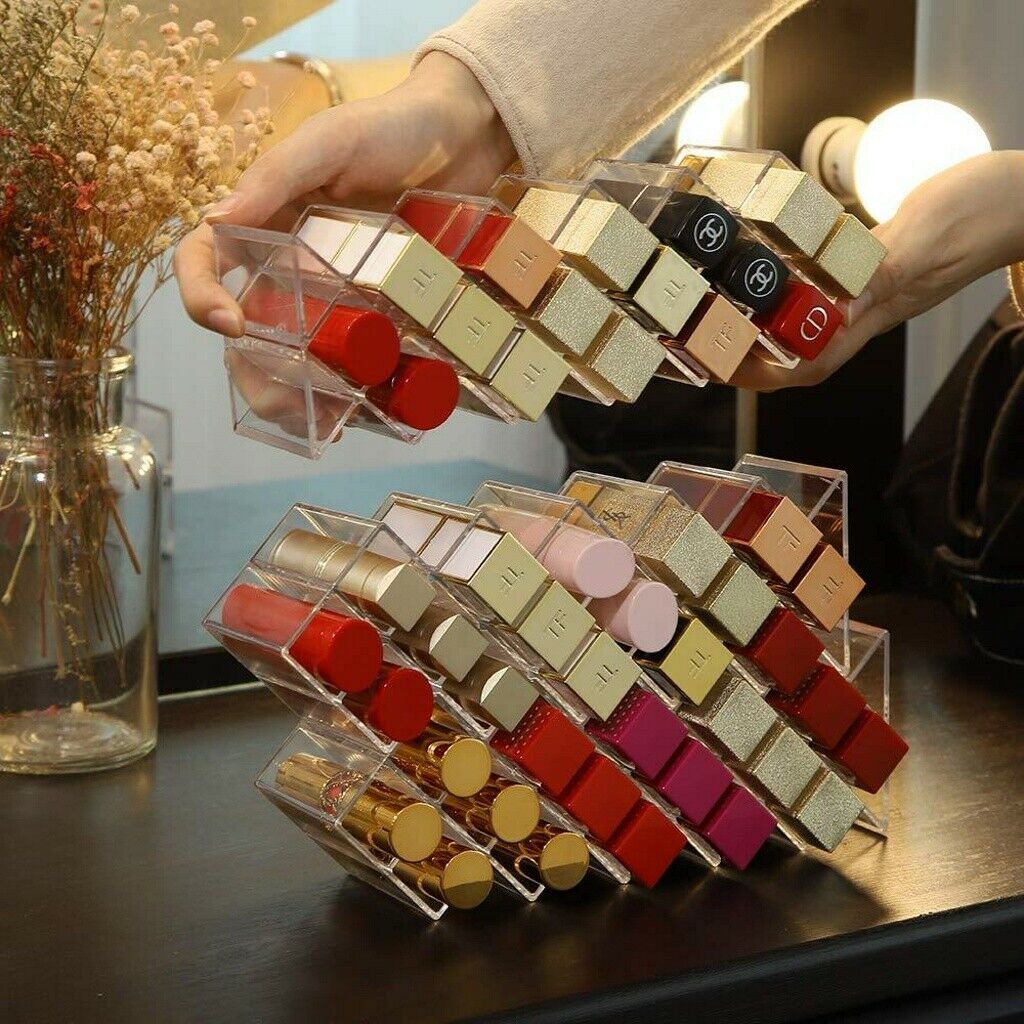 1/2pc Fish Shape Lipstick Organizer Tower, Lip Gloss Storage Holder Stand 16Grid