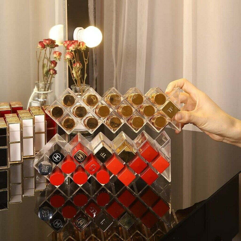 1/2pc Fish Shape Lipstick Organizer Tower, Lip Gloss Storage Holder Stand 16Grid