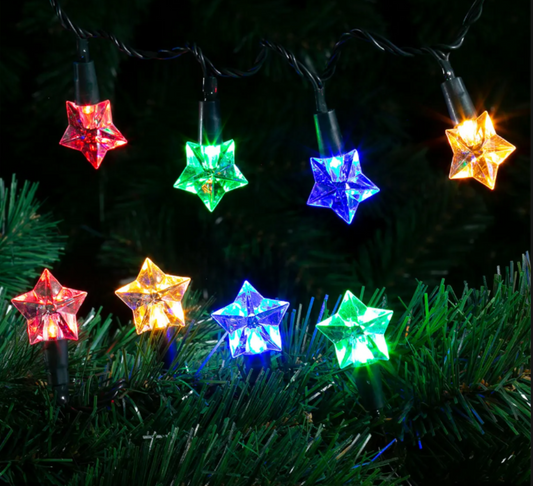 100 LED 10M MULTI COLOUR MINI STAR SOLAR CHRISTMAS LIGHTS