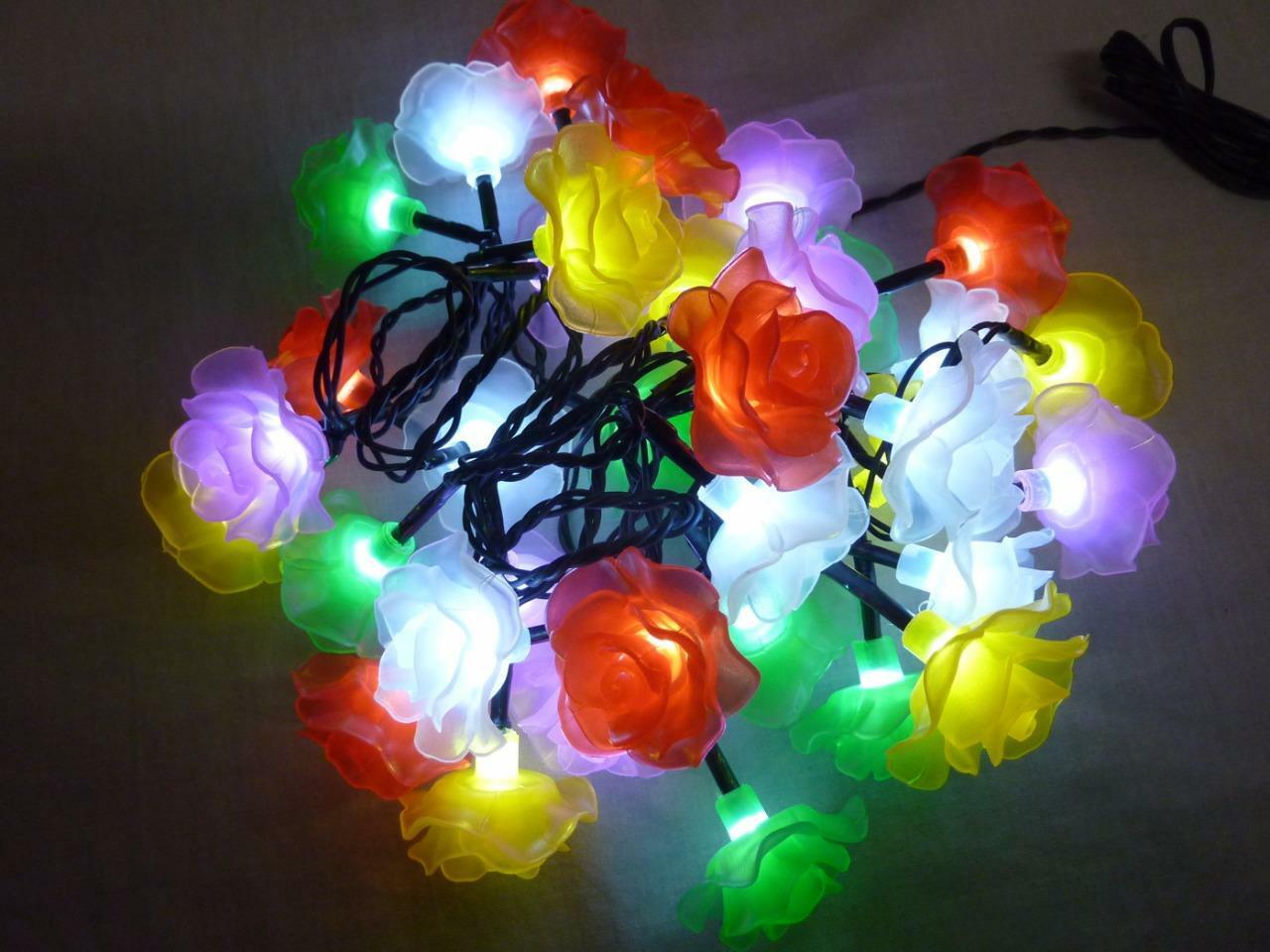 100LED 10.9M MULTI COLOUR ROSE SOLAR CHRISTMAS PARTY STRING GARDEN LIGHTS