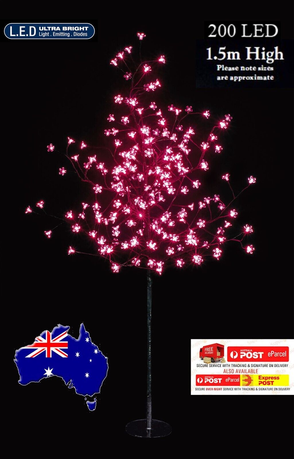 1.5M 200LED Pink Cherry Blossom Solar Christmas Outdoor Tree