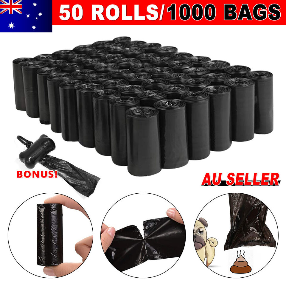 1000 Dog Poop Bags Biodegradable Pet Poo Waste Disposable Black Eco Friendly