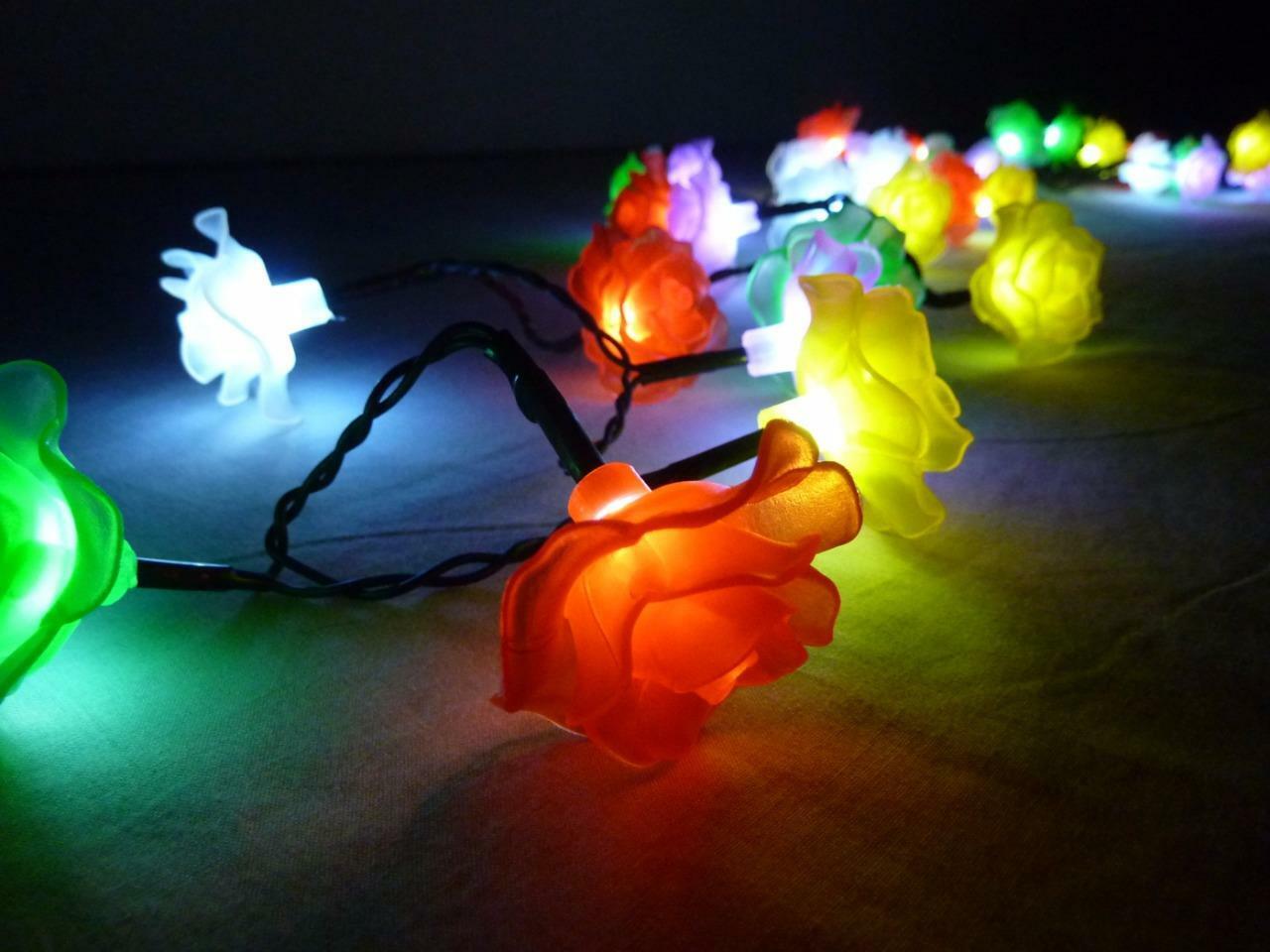 100LED 10.9M MULTI COLOUR ROSE SOLAR CHRISTMAS PARTY STRING GARDEN LIGHTS