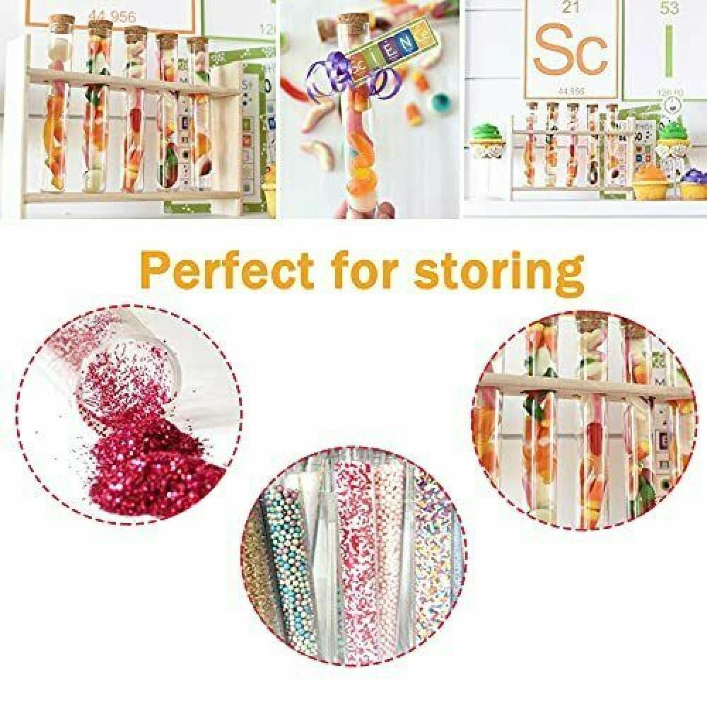 10-50x 20ml Glass Test Tubes With Cork Stopper Candy Party Wedding Storage