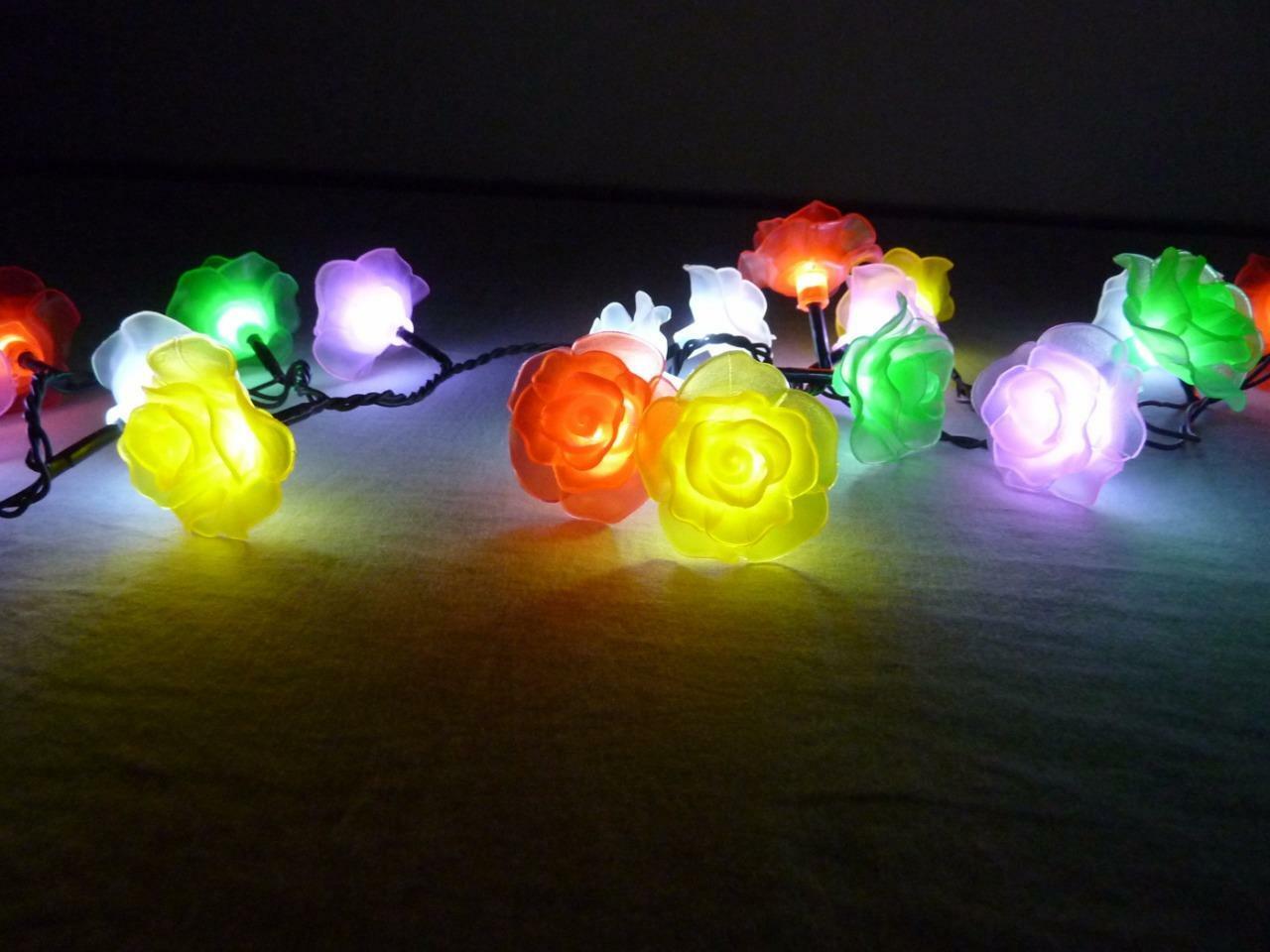 100LED 10.9M MULTI COLOUR ROSE SOLAR CHRISTMAS PARTY STRING GARDEN LIGHTS