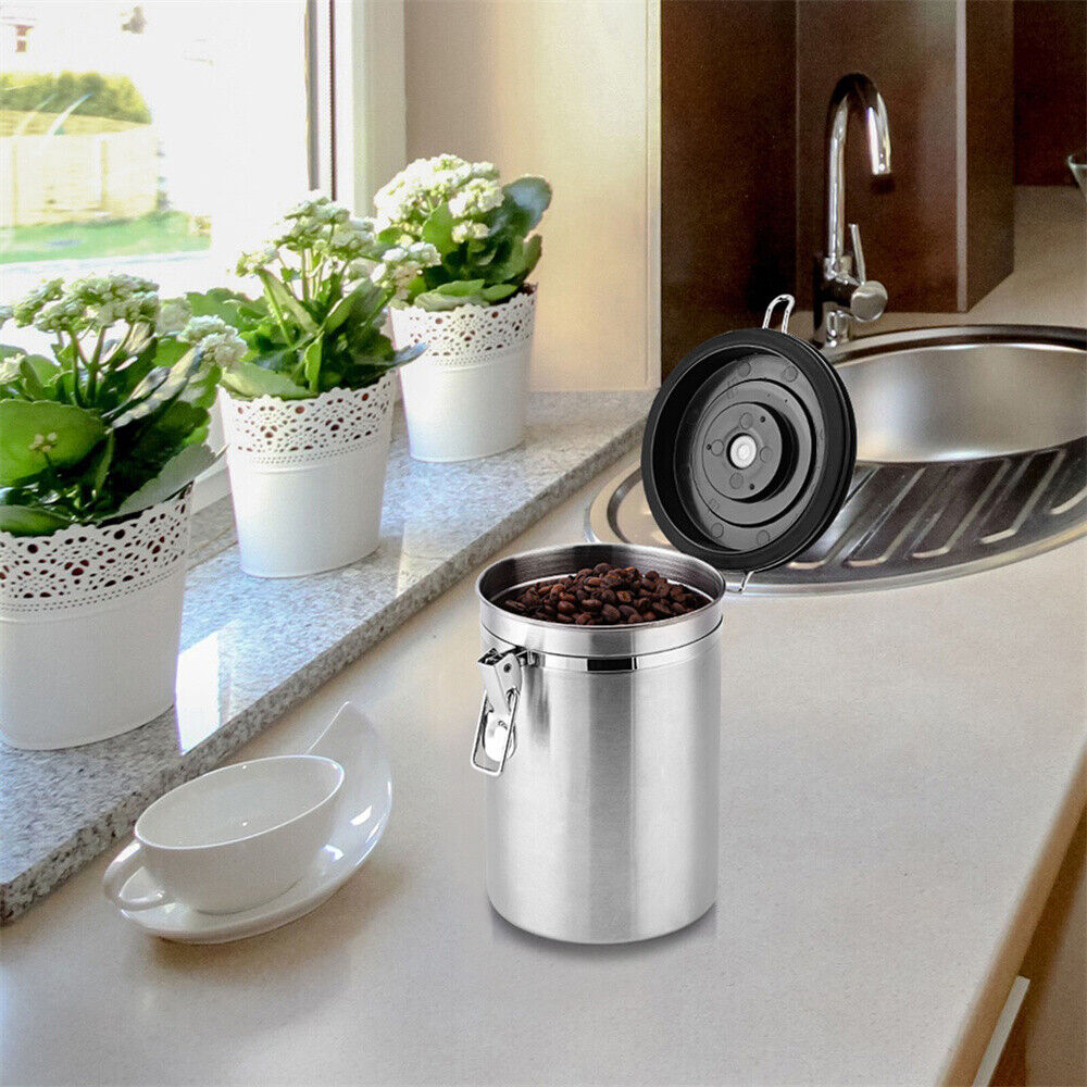 1.8L Stainless Steel Container Airtight Storage Coffee Bean Canister Vacuum