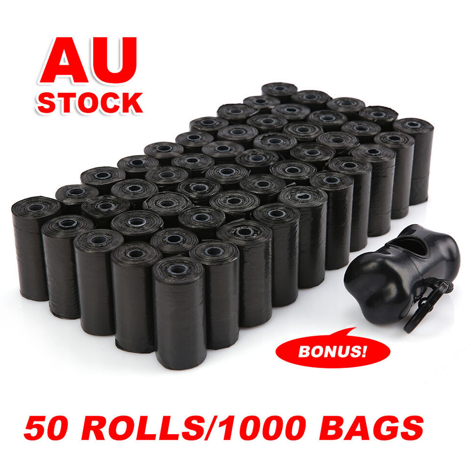 1000 Dog Poop Bags Biodegradable Pet Poo Waste Disposable Black Eco Friendly