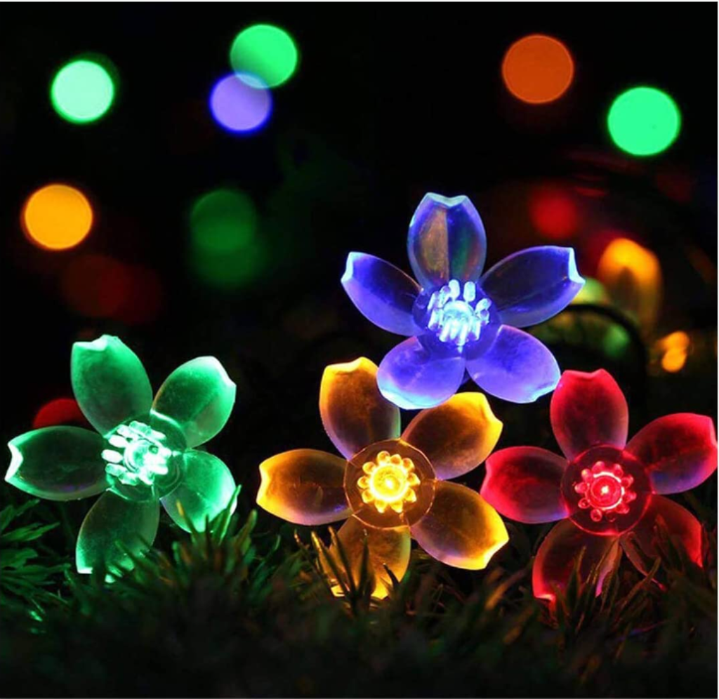 100LED 10M Cherry Blossom Flowers Multi-Coloured Solar Christmas Lights