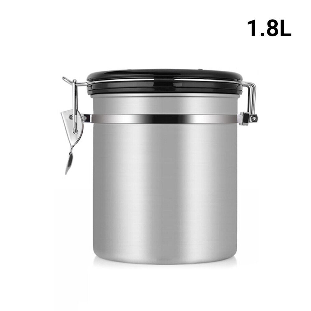 1.8L Stainless Steel Container Airtight Storage Coffee Bean Canister Vacuum