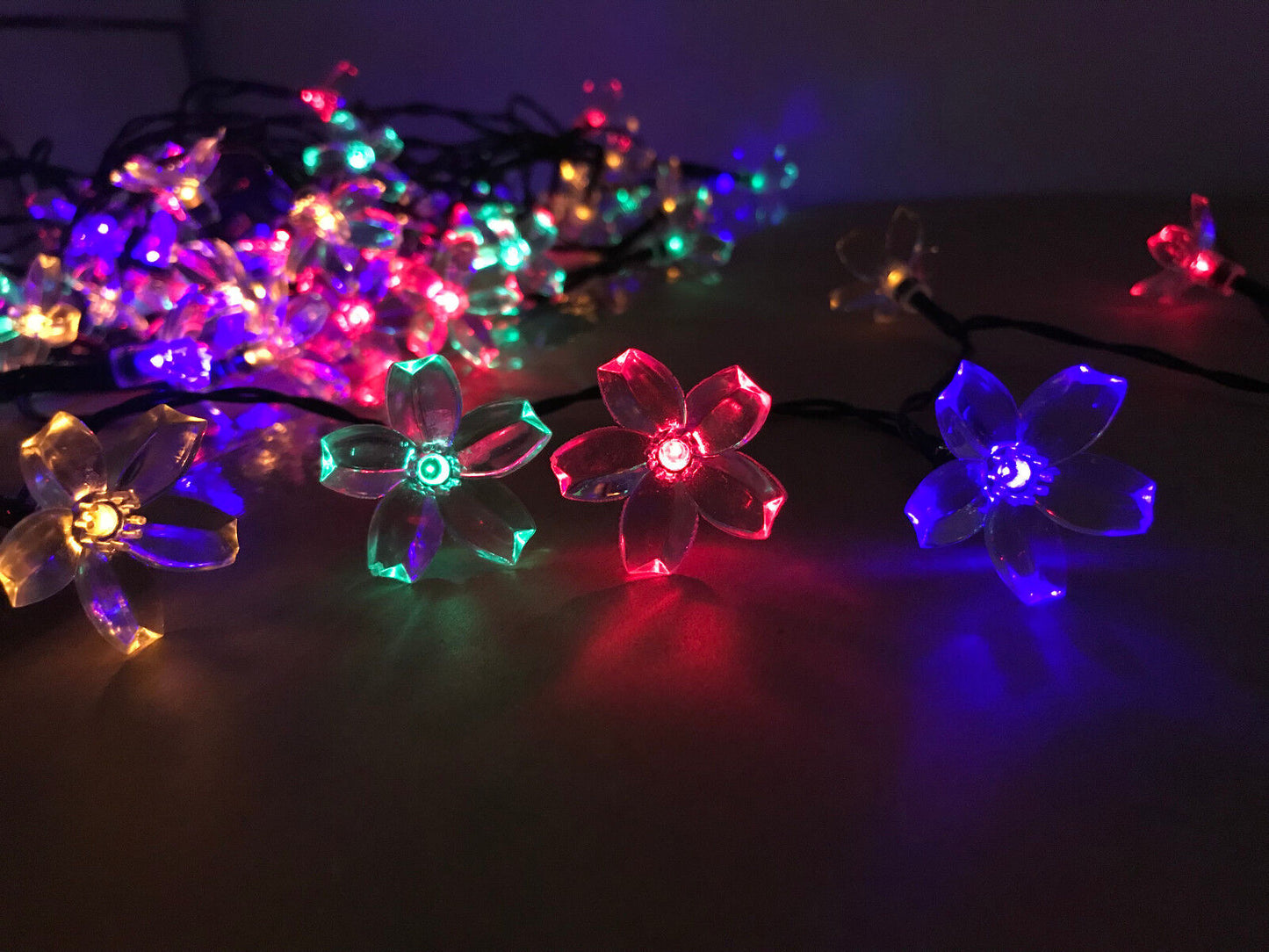 100LED 10M Cherry Blossom Flowers Multi-Coloured Solar Christmas Lights