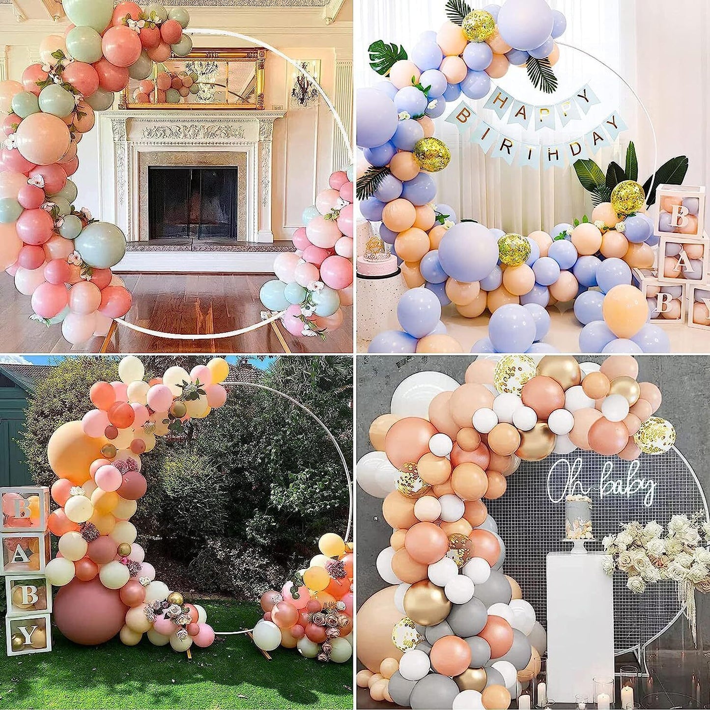 1.5M Round Hoop Arch Mesh Backdrop Flower Display Stand Frame Wedding Party