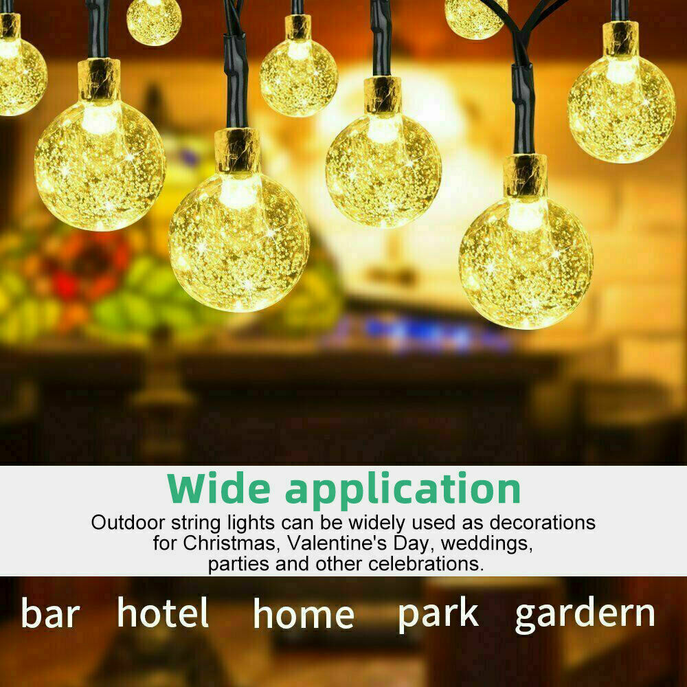 100/200LED Solar Globe String Lights Fairy Outdoor Festoon Party Garden Decor