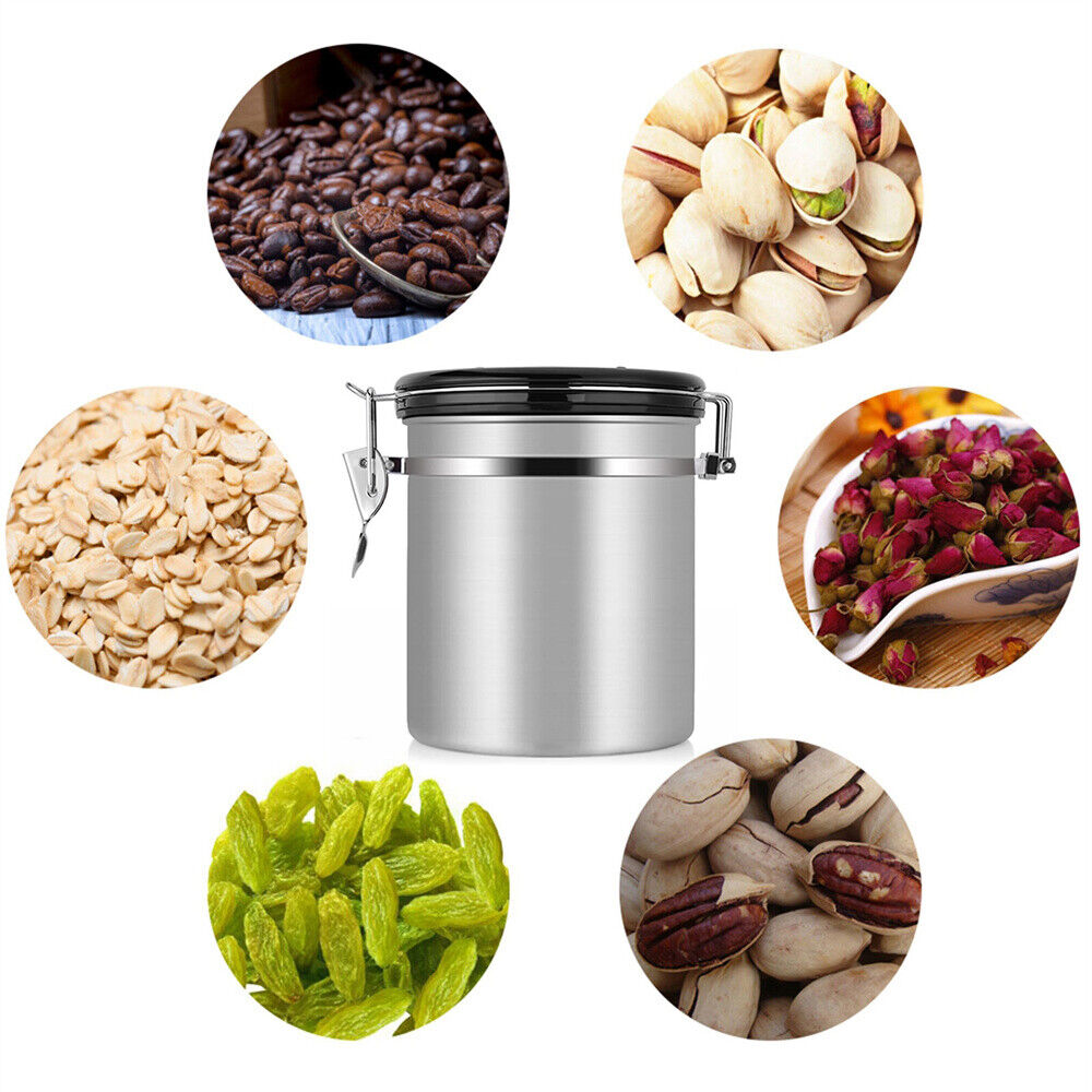 1.8L Stainless Steel Container Airtight Storage Coffee Bean Canister Vacuum