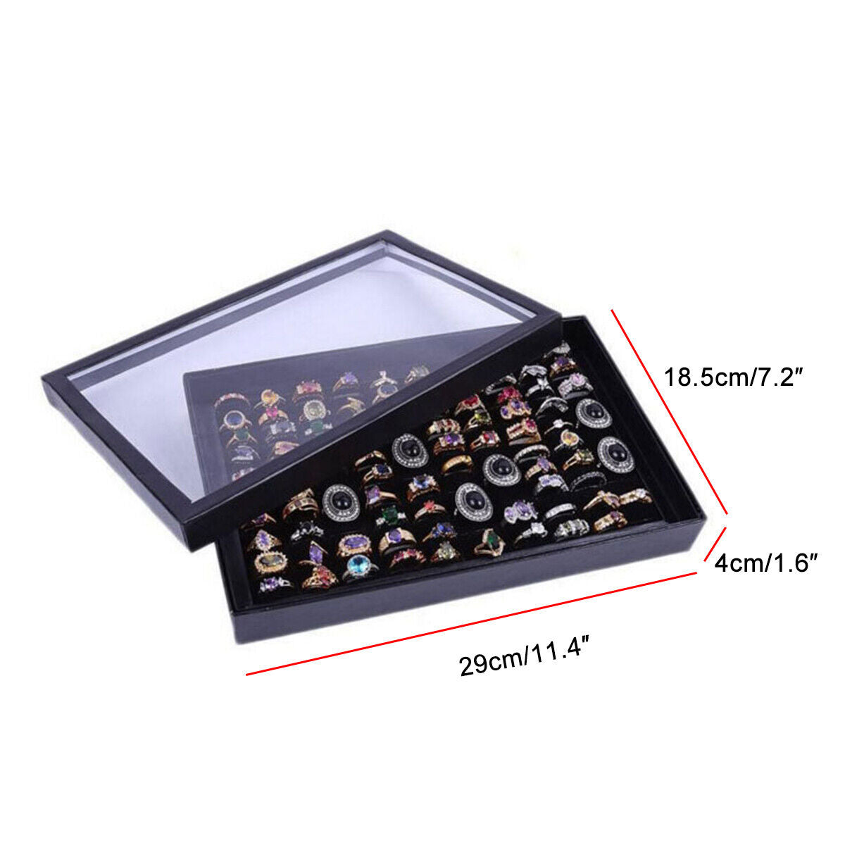 100-slot Jewelry Ring Earring Storage Box Display Organizer Case Tray Holder