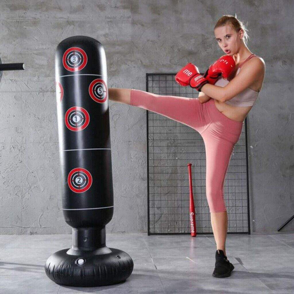 1.6m Inflatable Boxing Punching Bag Kids Adult Kick Training Tumbler Sandbag