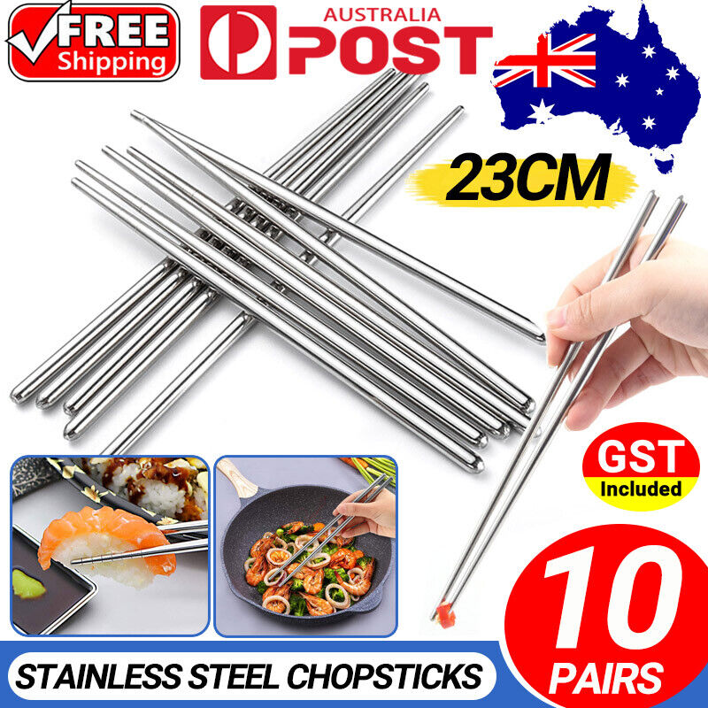 10 PAIRS Stainless Steel Chopsticks Set Authentic Korean Metal Table Cutlery