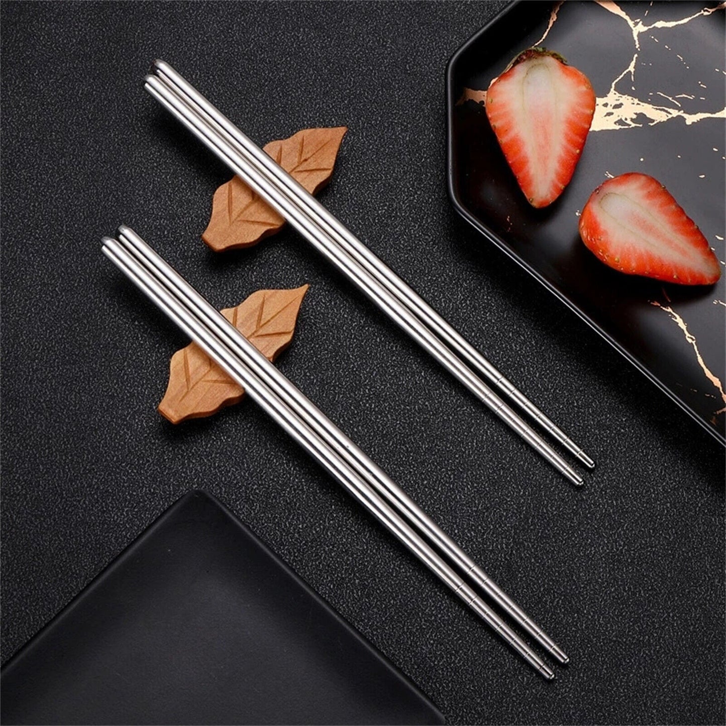 10 PAIRS Stainless Steel Chopsticks Set Authentic Korean Metal Table Cutlery